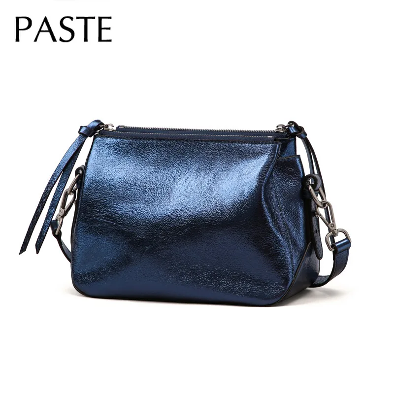 Блестящая воловья кожа женские сумки через плечо натуральная трещина узор