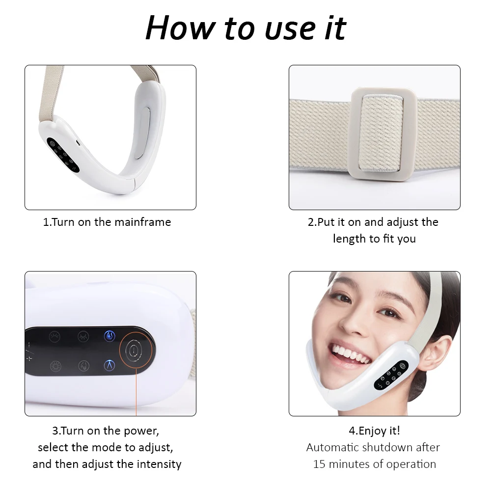 

V Face Machine Facial Up Lift Belt Machine Face Lifting Device for Reduce Double Chin Pink White LED Photon Therapy Machine Belt