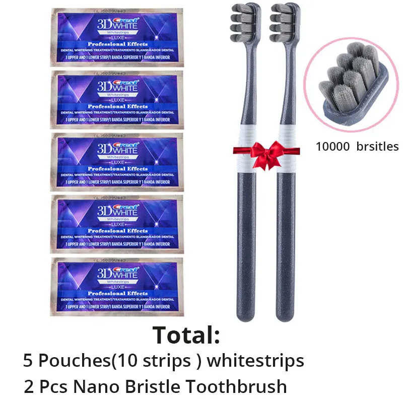 5pouche2toothbrush 3D Белый Whitestrip профессиональный эффект отбеливатель зубов плотная зубная щетка с мягкой щетиной для чувствительной десны отбеливание зубов полоски - Цвет: 5pouche2toothbrush