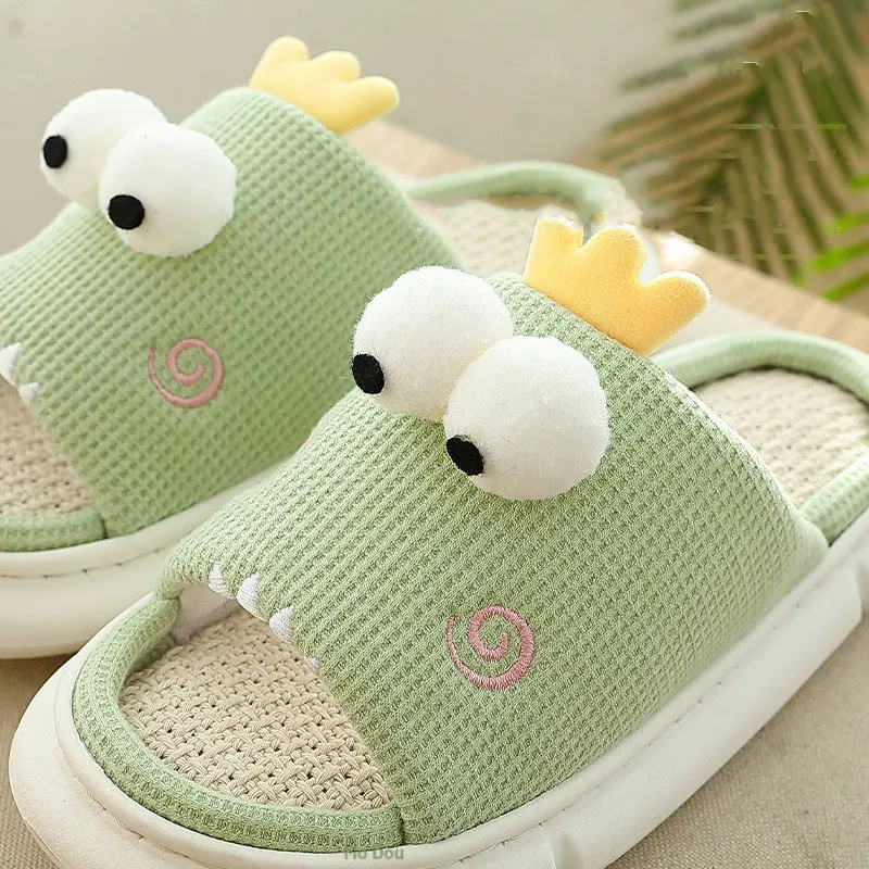 Mo Доу Всесезонные тапочки Милая домашняя обувь Женские и мужские спальня