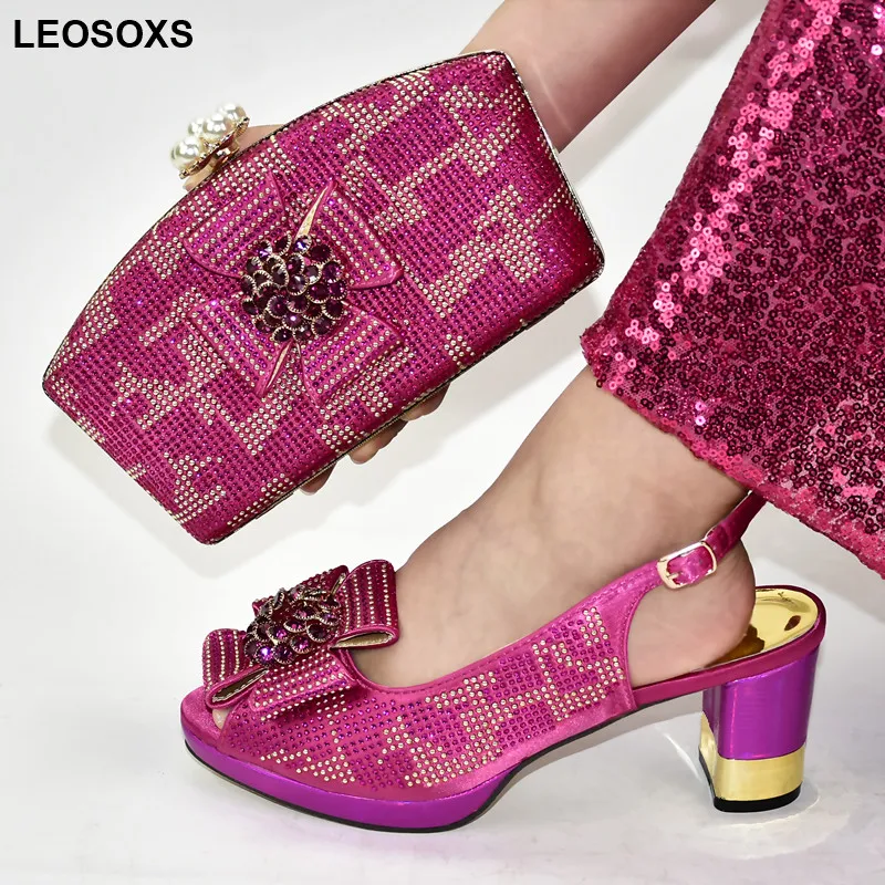 Новые модные женские туфли Комплект из обуви и сумки Итальянская женская