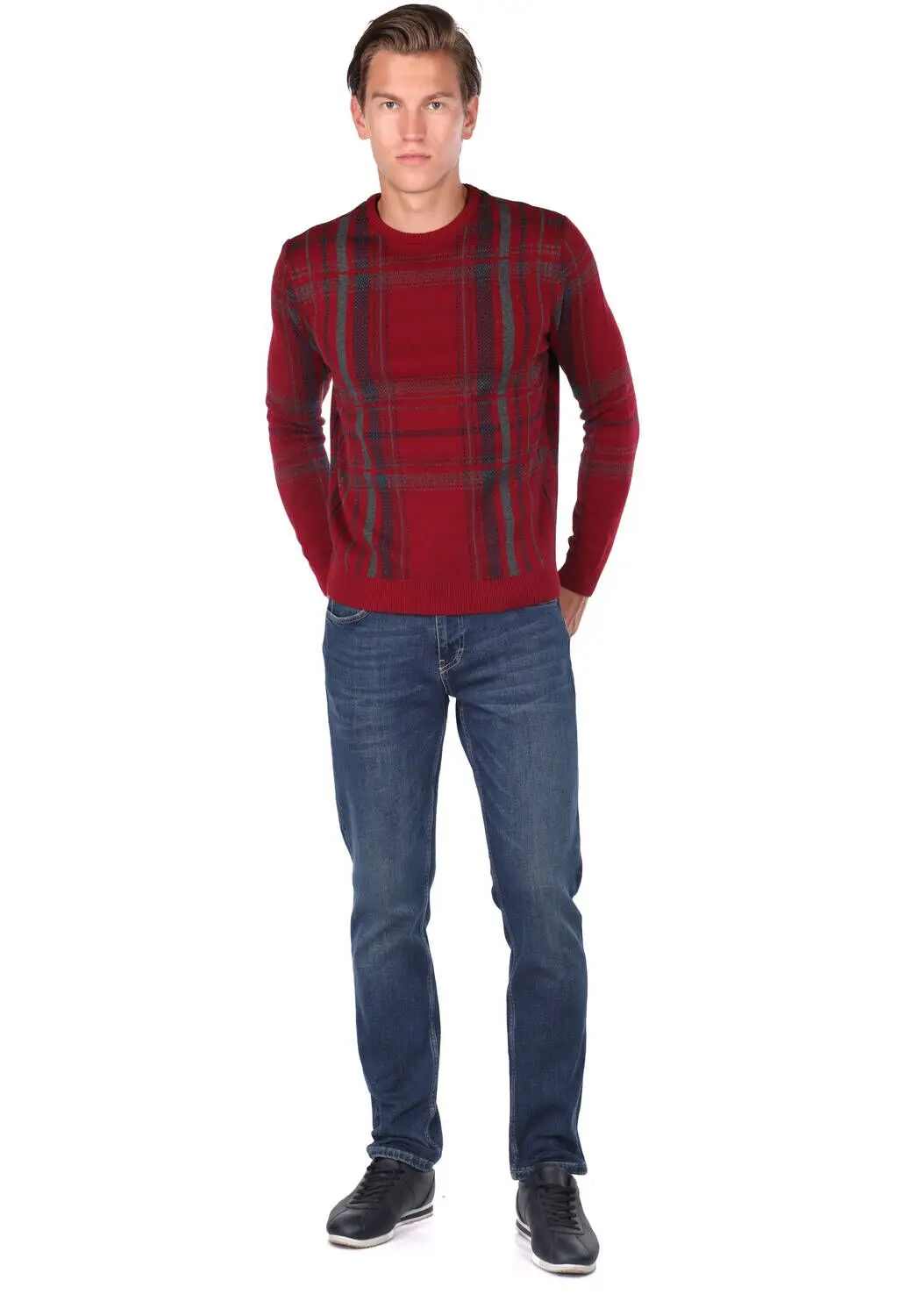 

Crew Neck Claret Red Mens Sweater