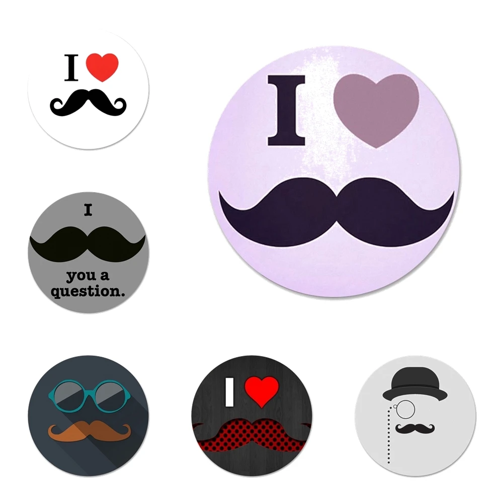 

58mm Moustache beard Icons Pins Badge Decoration Brooches Metal Badges For Clothes Backpack Decoration