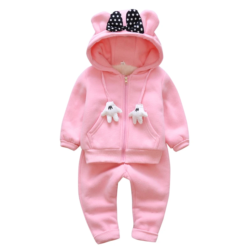 Детский хлопковый костюм для маленьких девочек теплое флисовое пальто Зимняя