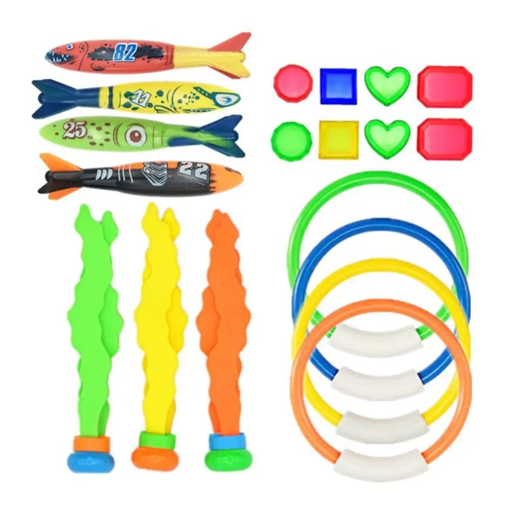 Juguete de nataci&oacute;n con forma de pez para chico, juguete de verano con anilla para buceo, algas marinas, palillo para inmersi&oacute;n, cohete de Torpedo de agua, juguetes para lanzar en la piscina, regalos-0
