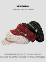 womens autumn and winter british style sub beret adjustable dome retro warm fashion octagonal hat