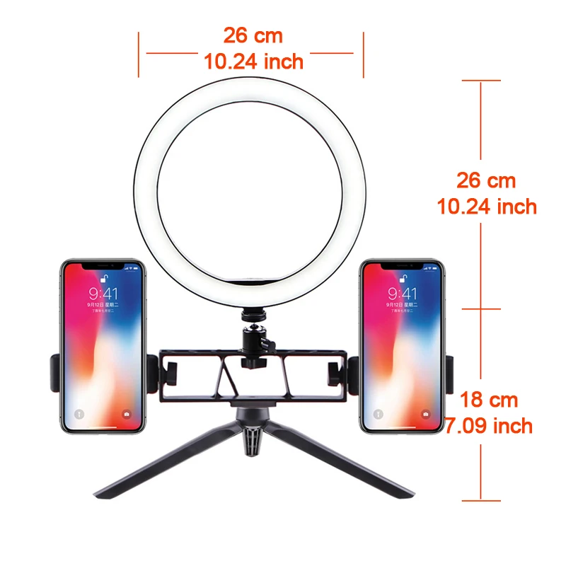 

Video Light Dimmable LED Selfie Ring Light USB ring lamp Photography Light with Phone Holder tripod stand for Makeup Youtube