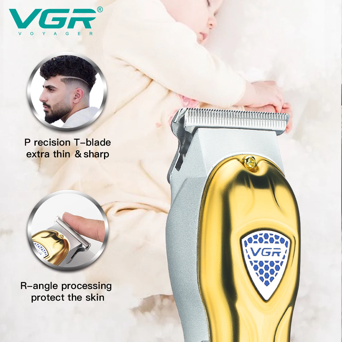 VGR Professional Hair Cutting Machine Retro Metal Electric Hair Clipper For Men Mini Hair Trimmer Machine USB Rechargeable V-902 enlarge