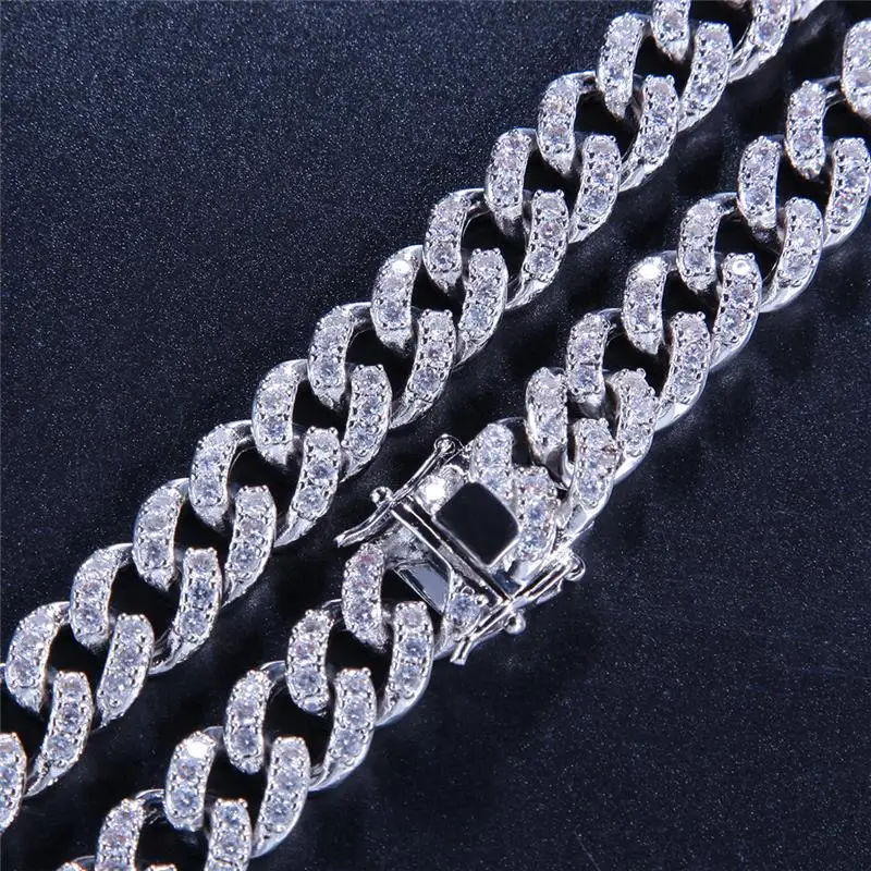 Хип-хоп 8 мм AAA CZ Bling Iced Out кубического циркония браслет ожерелье из камней правильной геометрической формы теннис кубинская цепь браслеты мужские ювелирные изделия