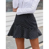 elegant polka dot printed mini skirt women streetwear ruffled mermaid skirt female spring summer holiday ladies skirts short new