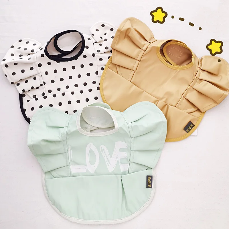 

1 Pc New Infant Waterproof Feeding Bib Princess Ruffled Three-dimensional Children's Big Bib Apron for Kitchen Household Goods