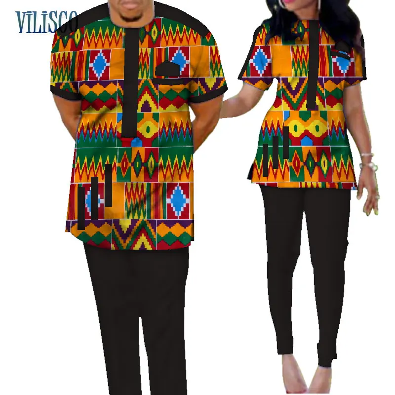 Традиционные комплекты из топа и штанов с принтом в африканском стиле Базен риче