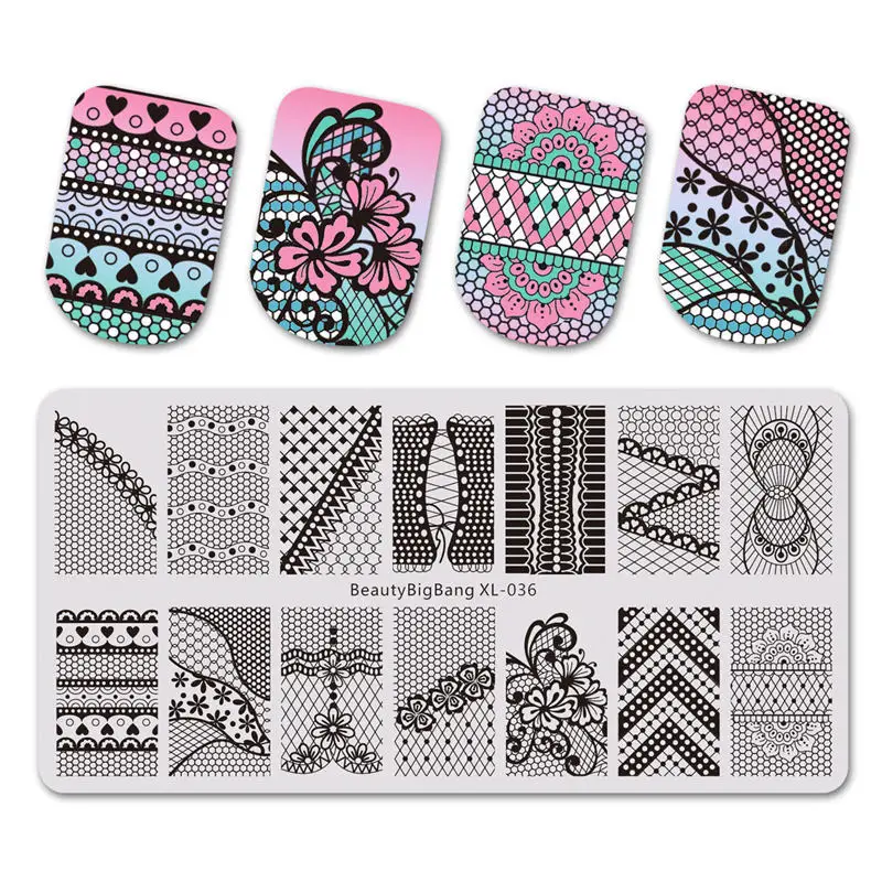 O BeautyBigBang XL-021 6*12cm Rectangle Nail Stamping Plates Autumn Leaf Pattern Nail Art Stamp Template Image Plate Stencils - Цвет: O