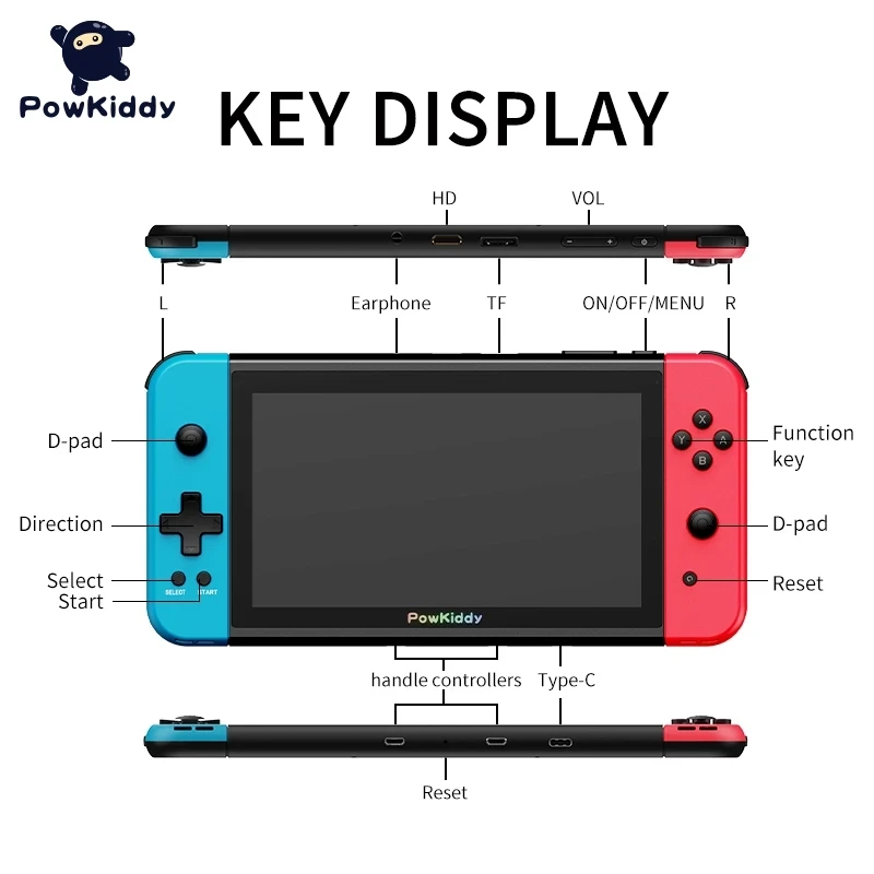 Портативная игровая консоль POWKIDDY X2 с IPS-экраном 7 дюймов встроенный 11 симуляторов