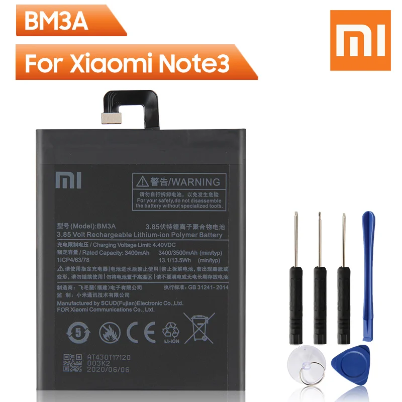 Оригинальный запасной аккумулятор Xiao Mi BM3A для Xiaomi Note3 note 3 оригинальный
