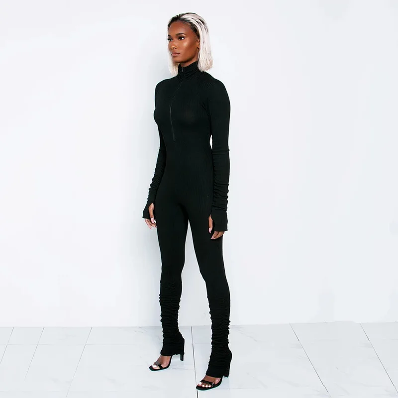 

Женский трикотажный комбинезон в рубчик, с высокой эластичностью