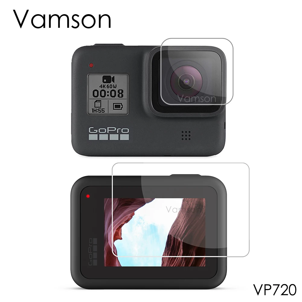 Закаленное защитное стекло Vamson чехол для объектива камеры Go Pro 8 Защитная пленка
