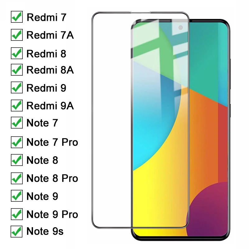 

Закаленное стекло с полным покрытием для Xiaomi Redmi Note 7 8 9 Pro, Защитное стекло для экрана Redmi 7 8 8A 9C 9 10X, защитное стекло