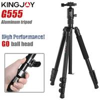 kingjoy official g555 professional portable tripod kit monopod stand buckle lock ball head for travel dslr camera photographic