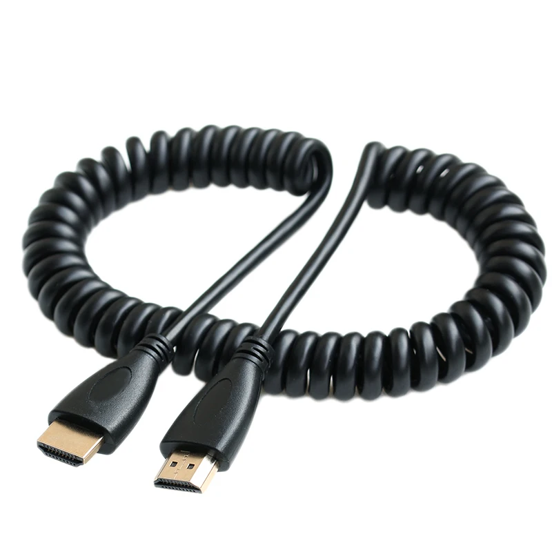 Спиральный пружинный HDMI-совместимый кабель штекер-штекер V1.4 1080P 3D 50-130 см для