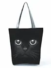 Модная женская сумка для покупок с принтом черного кота, вместительная сумка для покупок с животными, дорожная складная сумка из полиэстера с индивидуальным рисунком