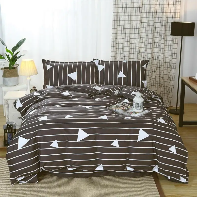 

58 3/4pcs Bed Cover Set Stripe Dot Duvet Cover Bed Sheets And Pillowcases Postoral Comforter Bedding Set king size