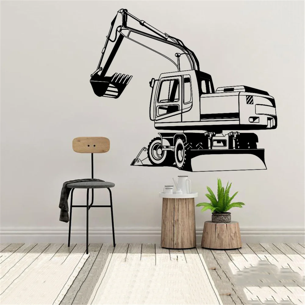 

Big Digger Living Room Wall Decal Sticker Vinyl Waterproof Mechanical Outline Wall Sticker Home Decor