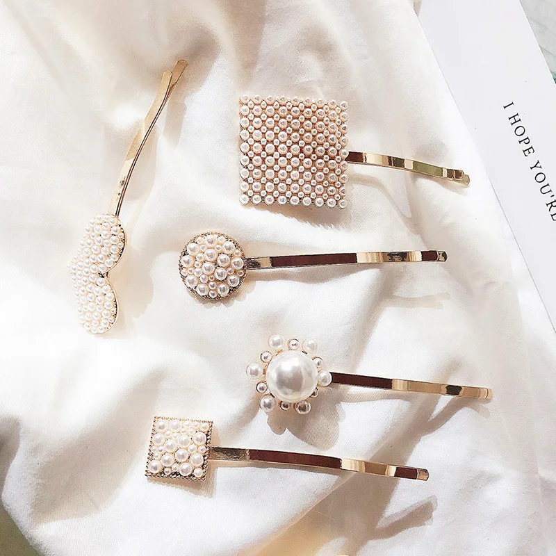 Новые корейские милые женские жемчужные круглые квадратные аксессуары для волос