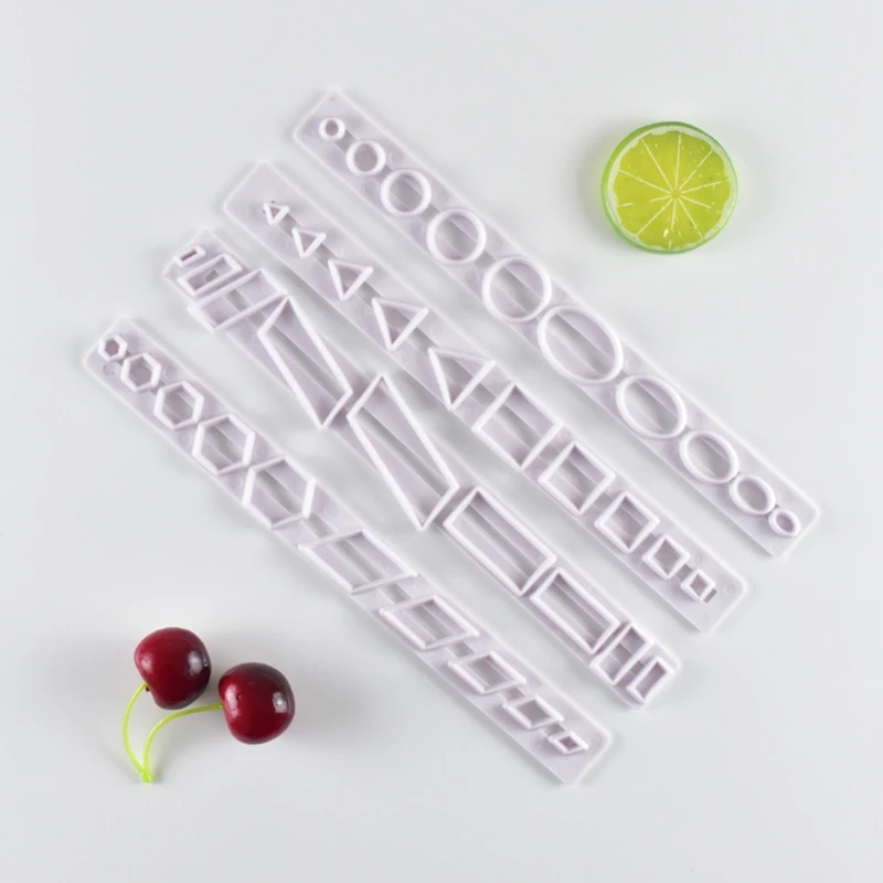 

4pcs/set Plastic Geometric Fondant Cookie Cutter Cake Mold Chocolate Decorating