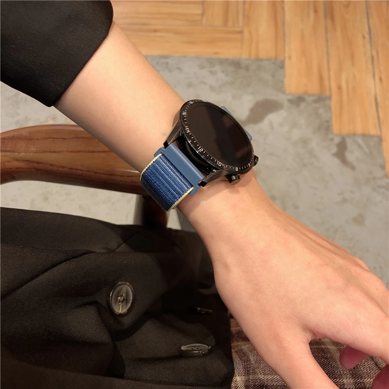 Ремешок нейлоновый для Samsung watch 3 браслет Galaxy 46 мм active 2 44 gear S3/amazfit HUAWEI GT/2e/pro 22 |