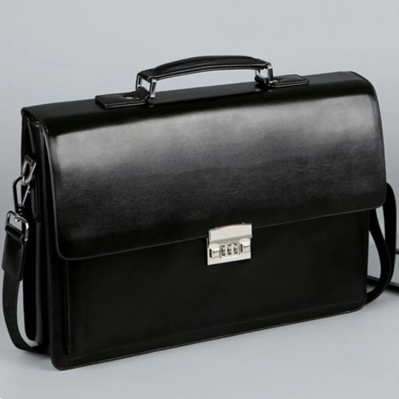Деловая мужская сумка большой объем Воловья кожа портфель комбинированный замок