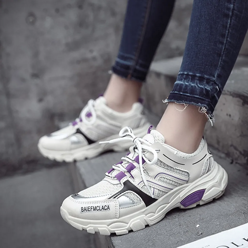 SAGACE New Platform Sneakers Shoes Harajuku Casual Woman Breathable Colorblock Comfort Ladies Plus Size 35-40 | Обувь