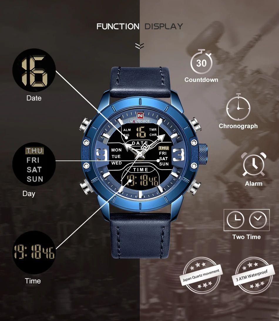 NAVIFORCE классические мужские часы лучший бренд класса люкс кварцевые светодиодный цифровые часы с сетчатым ремешком военные спортивные наручные часы Relogio Masculino