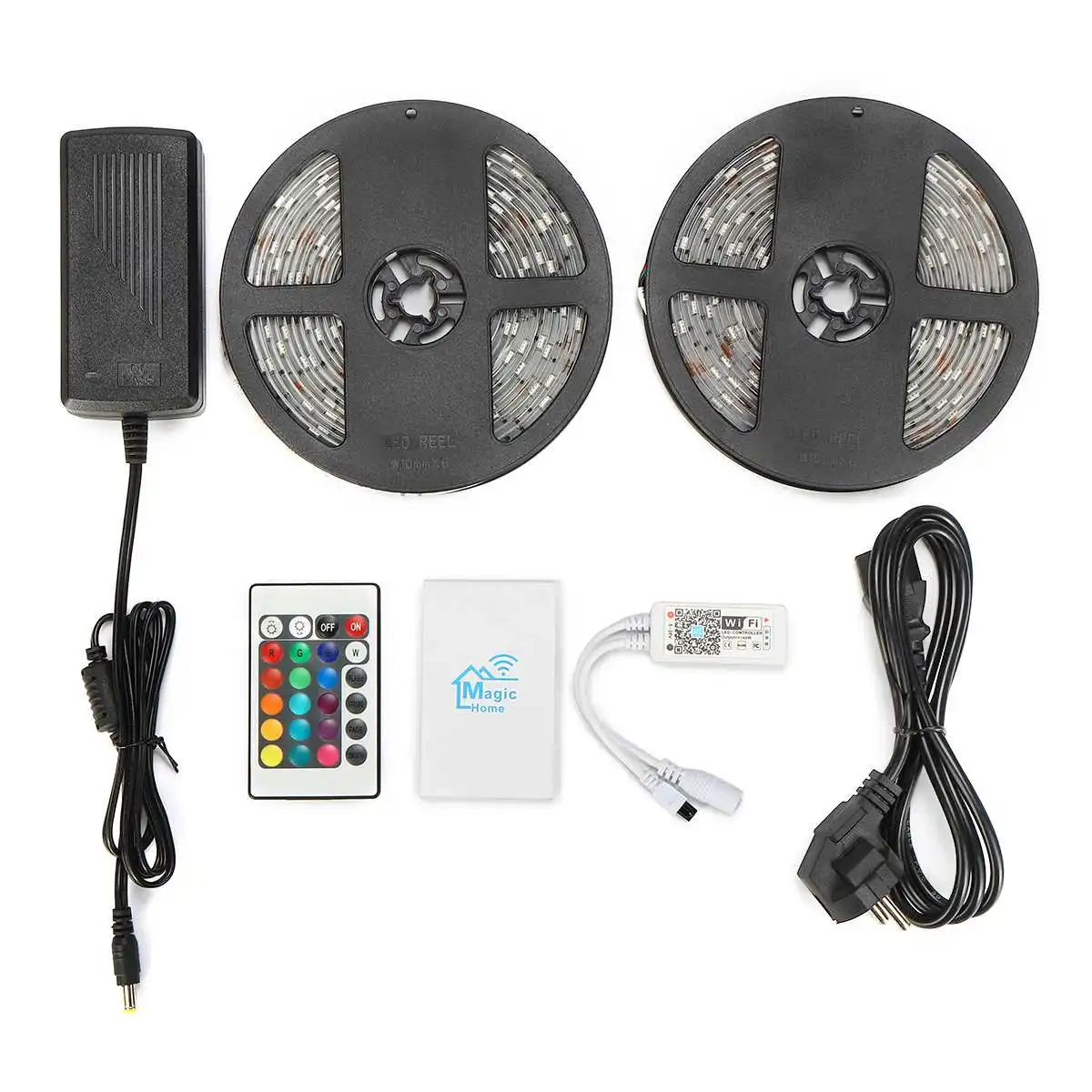 

10M WIFI LED Strip Light RGB 5050 Flexible Ribbon Fita DC 12V 5A RGB LED Strip Lights Tape Diode Remote+Control+Adapter
