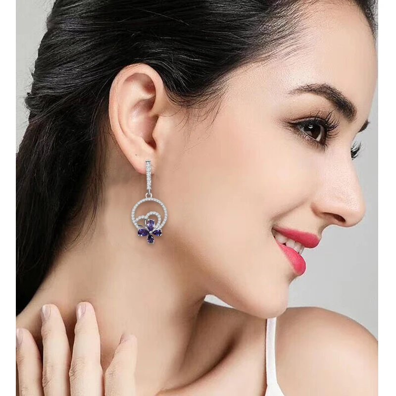 Ayowei Большая распродажа фиолетовый кубический циркон серебряного цвета