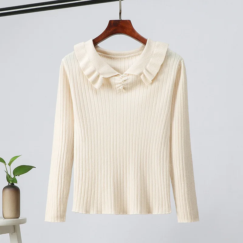 Зимний базовый вязаный свитер SINGRAIN Модный трикотажный с жемчужными пуговицами