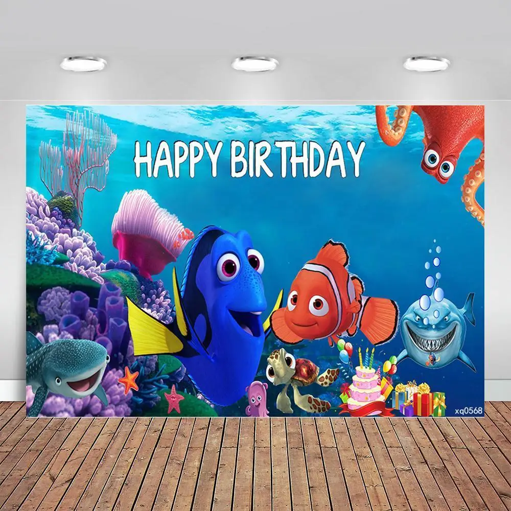 

Under The Sea Birthday Party Backdrop Dory Nemo Corals Bubbles Underwater Party Photographic Background Photo Studio Props Vinyl