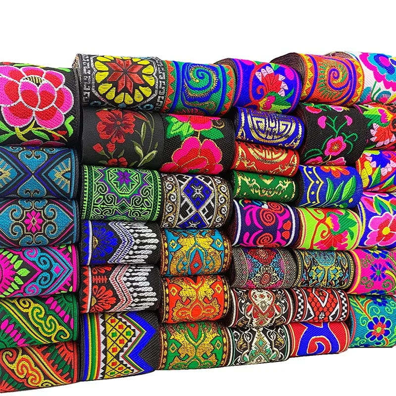 

7M/Bag 5CM Vintage Ethnic Embroidery Lace Ribbon Boho Woven Jacquard Lace Trim DIY Clothes Bag Accessories Embroidered Fabric