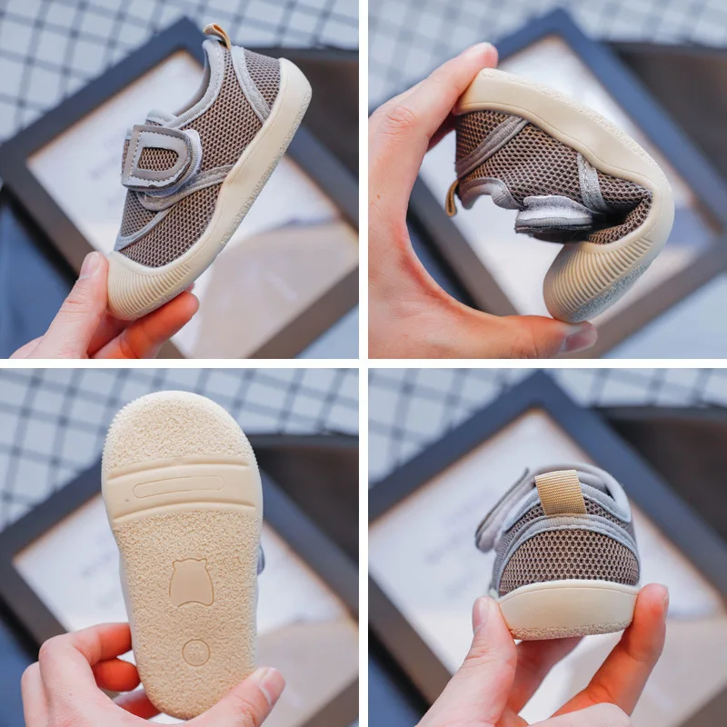 

2021 Spring Kids Boy Girl Shoes Casuals Hook&Loop Solid Shallow Round Toe Sweet Flat Heels Air mesh All-match Non-slip Flats