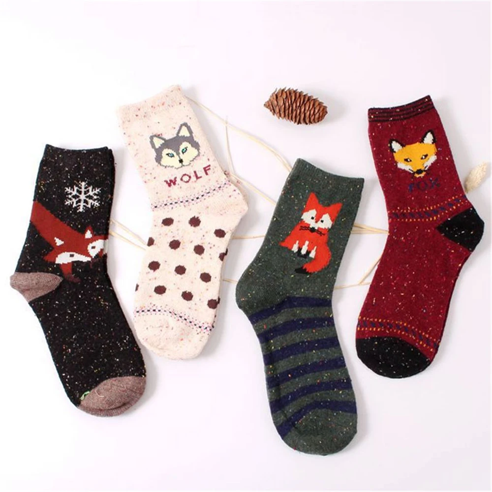 Носки женские толстые в Корейском стиле забавные брендовые милые рождественские