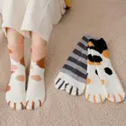Носки женские зимние с кошачьими когтями, милые толстые теплые носки для сна, плюшевые носки из кораллового флиса, женские носки-трубы!