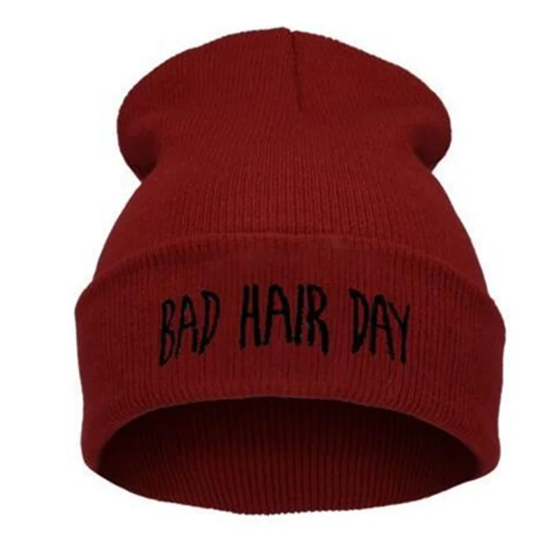 jh-bk Новые шапочки Skullies, день плохой прически, вязаные шапки с вышивкой, зимняя теплая шапка унисекс, повседневная мужская Кепка для мальчиков, осенняя женская шапка в стиле хип-хоп - Цвет: jh-bk