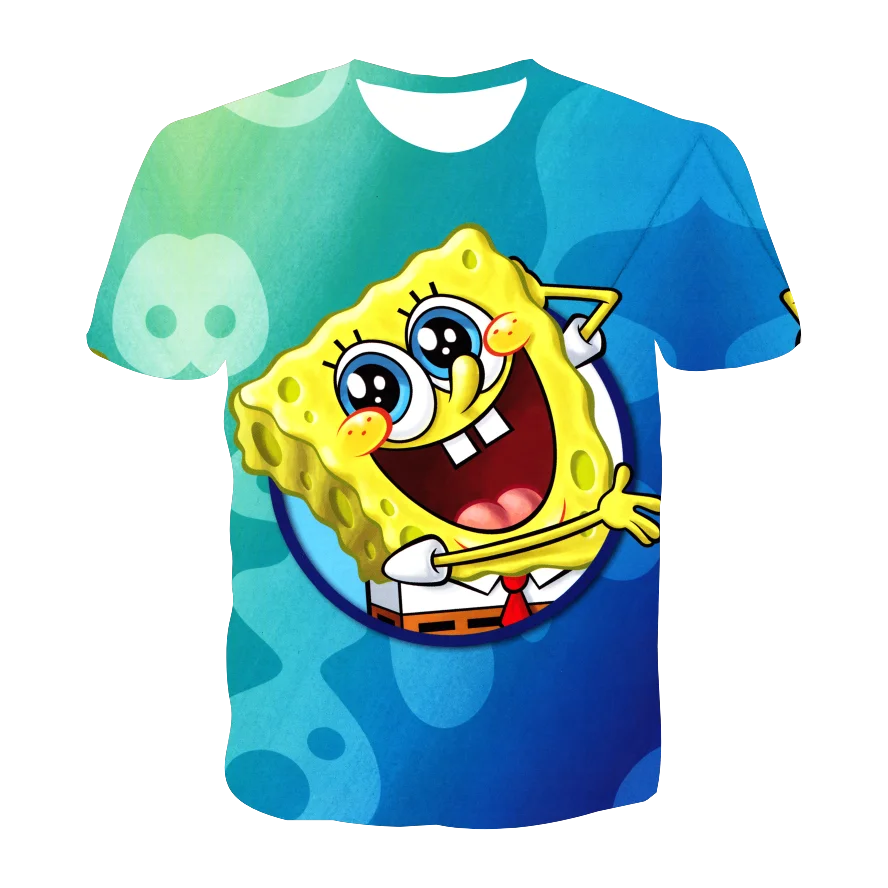 

2021 Summer New and Interesting Yellow Bob Boy Girl Sponge 3D Printing T-Shirt Unisex Anime Cartoon Short-Sleeved Sports Top kid