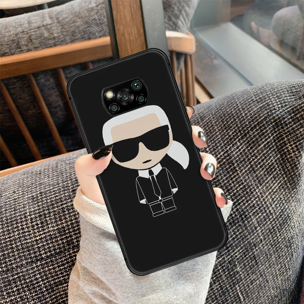 

Karls Lagerfeld Luxury Brand Cat Phone case Cover Hull For Xiaomi Mi A2 A3 8 9 9T Note 10 Se Lite Pro black Coque Trend Back Tpu