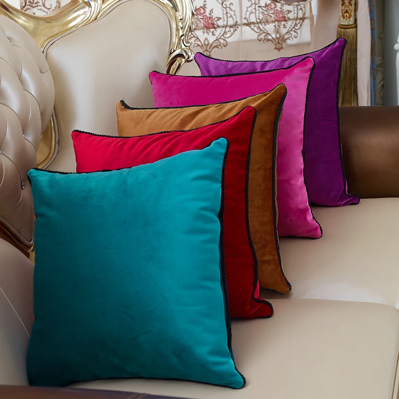 Однотонная бархатная наволочка для подушки декоративная дивана поясничной
