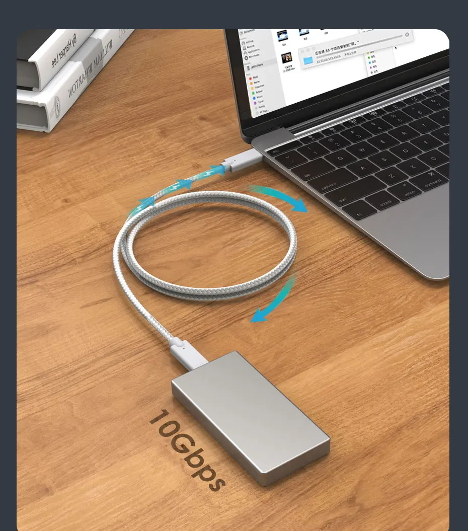 Кабель CABLETIME Type C Gen2 USB C-USB кабель для быстрой зарядки 3 А 10 Гбит/с PD серебристый