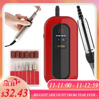 portable led display rechargeable nail drill machine 35000rpm manicure machine electric file nail art tools set for drill bits