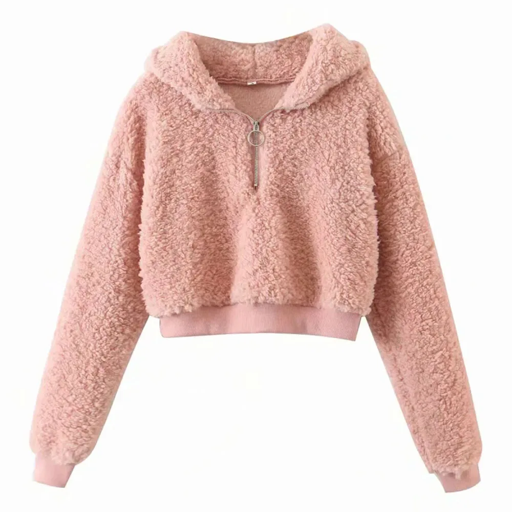 

Женская свободная куртка с длинным рукавом DYLQFS, розовый винтажный элегантный пуловер из овечьей шерсти, Повседневная Уличная одежда с капю...