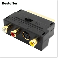 gilded rgb scart male to 3 rca female av audio video adapter with switch converter for tv vcr