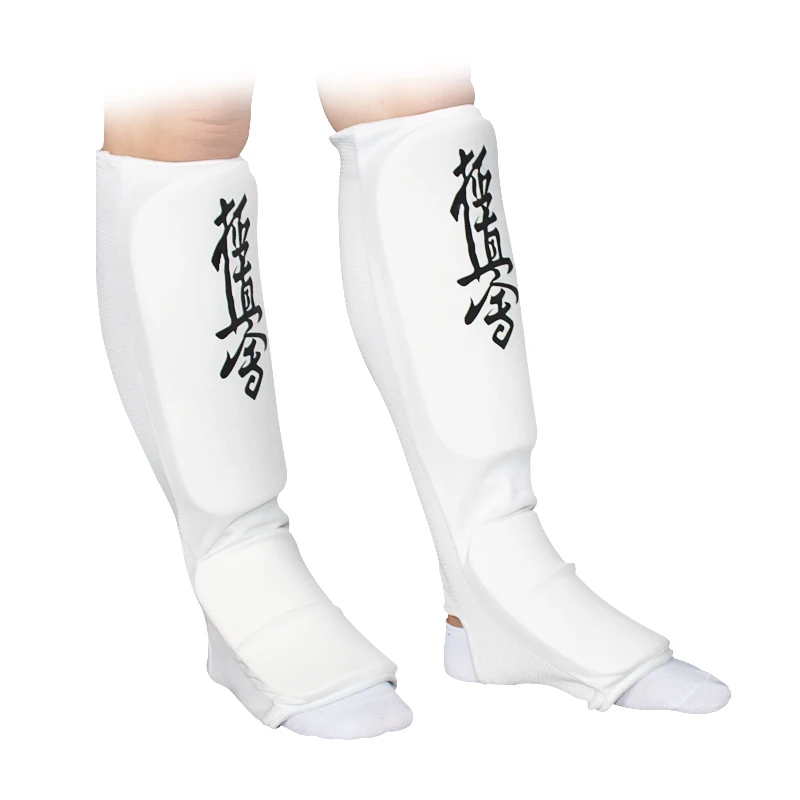 jizhen white Хлопок боксерские щитки MMA подъем протекторы Защита ног TKD кикбоксинг pad Muaythai тренировка ног поддержка протекторы - Цвет: jizhen white